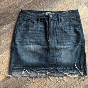 Rewash Dark Blue Frayed Mini Skirt